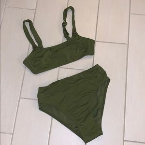 High Waisted Olive Green Bikini